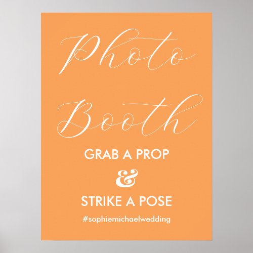 Photo Booth Orange White Wedding  Poster