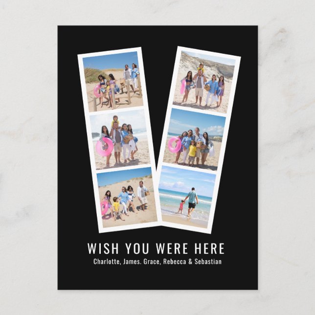 Photo Booth Personalized 6 Images and Text Postcard (Front)