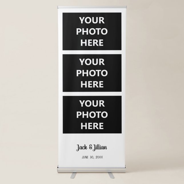 Photo Booth Photo Strip Collage Custom Text Retractable Banner (Front)