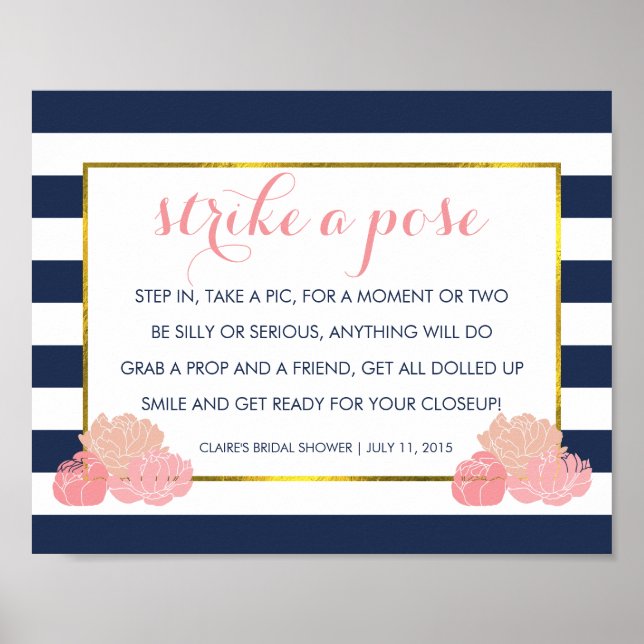 Photo Booth Poster Sign | Midnight Blush Peony (Front)