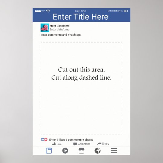Photo Booth Prop Frame Facebook Inspired Design Poster | Zazzle.com