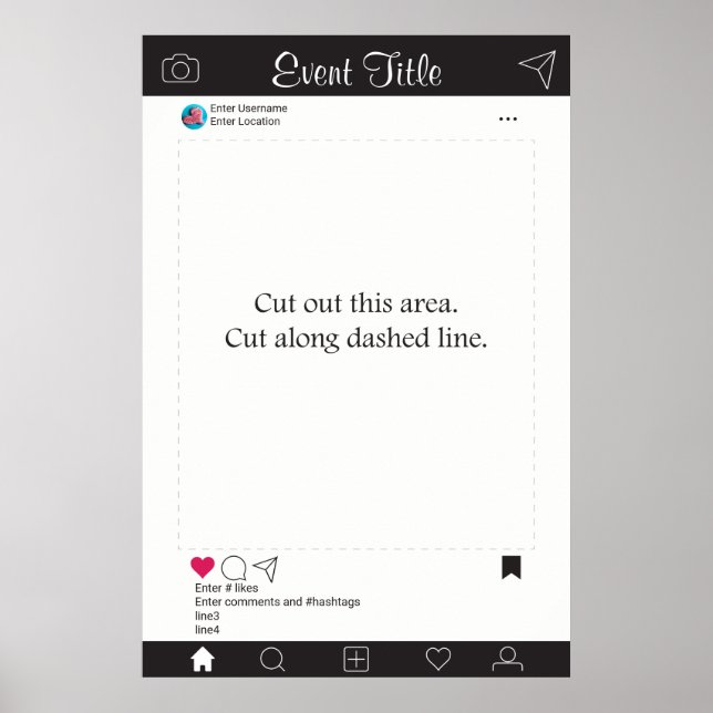 Photo Booth Prop Frame Poster Black and White (Front)