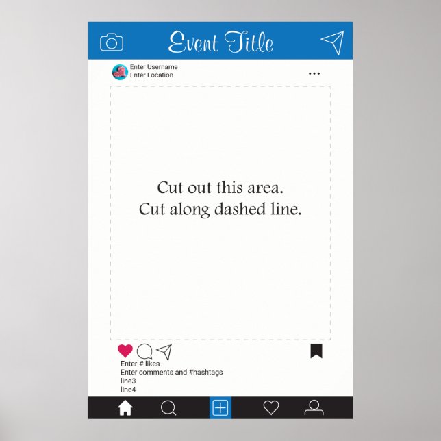 Photo Booth Prop Frame Poster Blue Black (Front)