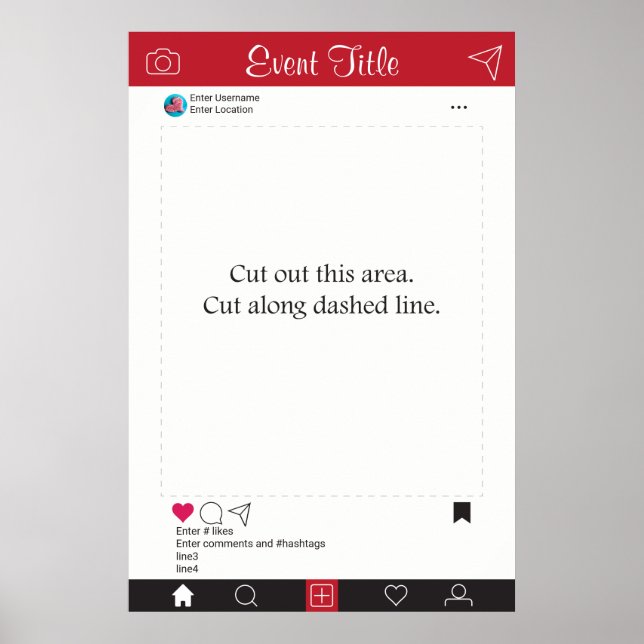 Photo Booth Prop Frame Poster Social Media Design (Front)