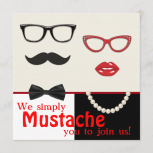 Photo Booth Prop Mustache Birthday Party Invitation