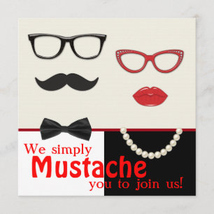 Photo Booth Prop Mustache Birthday Party Invitation
