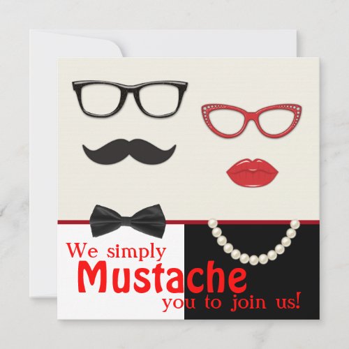 Photo Booth Prop Mustache Birthday Party Personalized Invitations