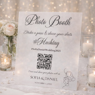 Photo Booth QR Scan Hashtag Wedding Pedestal Sign