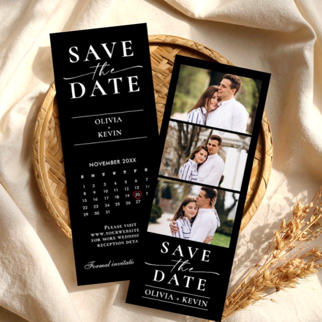 Photo Booth Save the Date Wedding Strip Calendar Bookmarks (Strip Photo Booth Save the Date Wedding with Calendar Bookmarks)