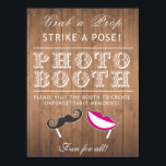 Photo Booth sign - grab a prop funny Wedding sign<br><div class="desc">Mustache and lips on wood grain - funny wedding sign. This cute poster is great for your rustic,  country chic and barn wedding,  but you can find it on a great chalkboard background in our shop! Add a special touch to your wedding,  more wedding signs in our shop! http://www.zazzle.co.uk/designbyredline</div>