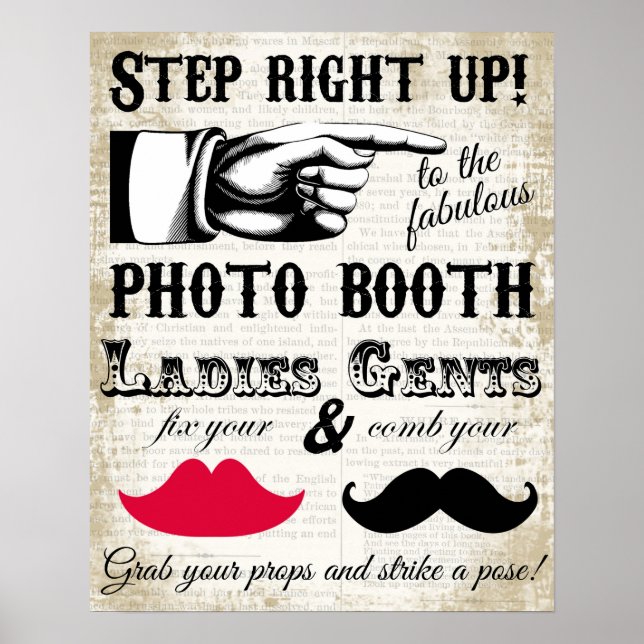 photo booth step right up wedding poster (Front)