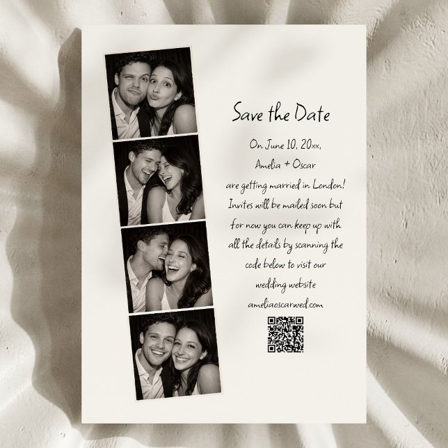 Photo Booth Strip Handwritten Script Wedding Fun  Save The Date (Creator Uploaded)