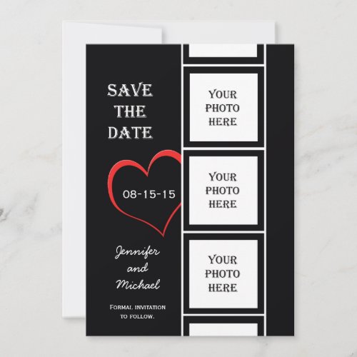 Photo Booth Style Save the Date Invitation Card