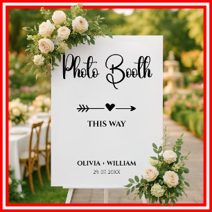 Photo Booth This Way Right Arrow Heart Sign