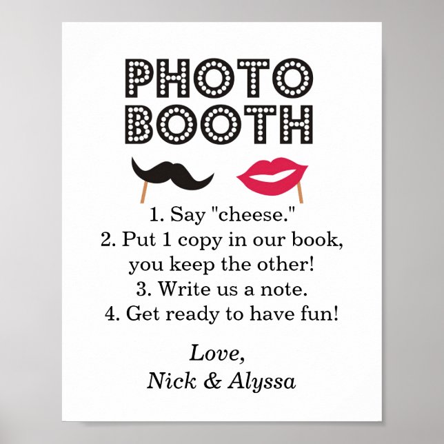 Photo Booth Wedding/Party Sign (Front)