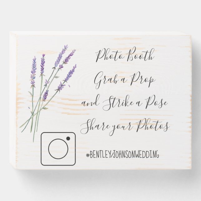 Photo Booth Wedding Sign Personalized Lavendar (Front Horizontal)