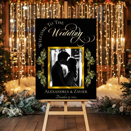 Photo &amp; Botanical Welcome - Black/Gold Foam Board