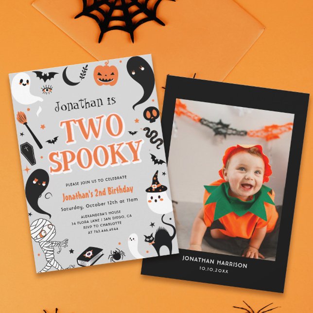 Photo Boy Halloween 2nd Birthday  Invitation (Creator Uploaded)