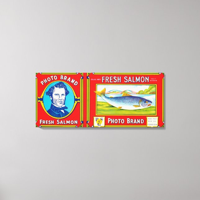 Photo Brand Salmon Label- Alaska Canvas Print (Front)
