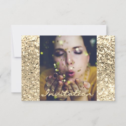 Photo Bridal Shower Gold Glitter Spark Graduation Invitation