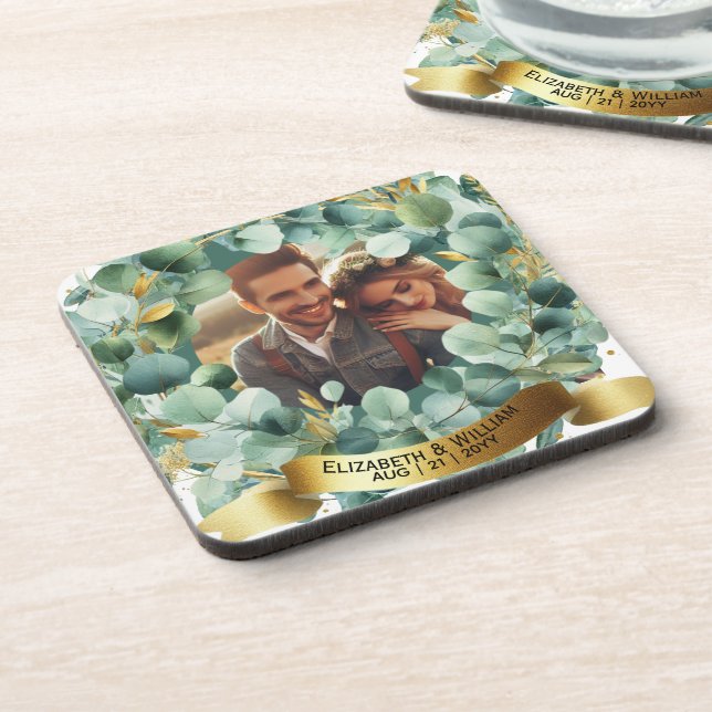 PHOTO Bridesmaid Gift Maid Honor Mother Groom Beverage Coaster (Left Side)