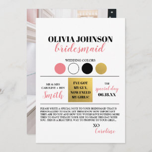 Photo Bridesmaid Proposal Color Palette Card