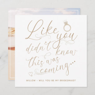 Photo Bridesmaid Request Card Gold & White