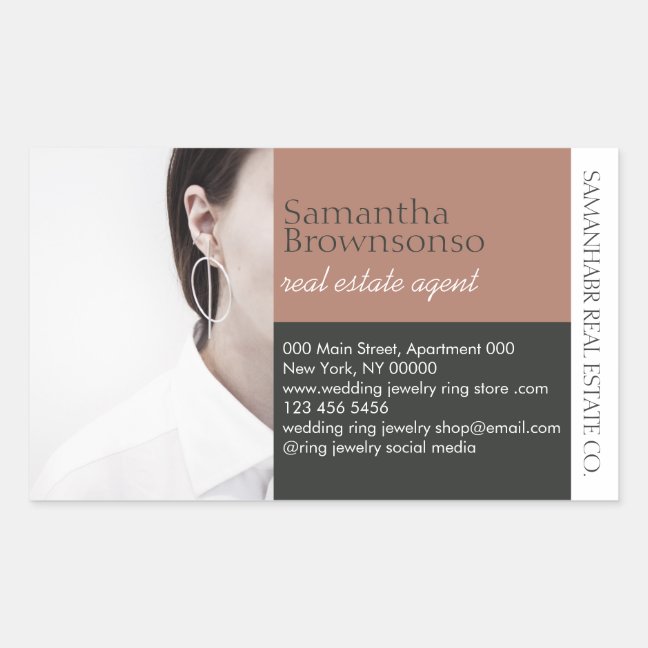Photo Brown Elegant Minimal Rectangular Sticker