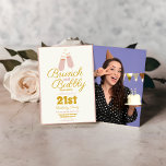 Photo Brunch and Bubbly Pink 21st Birthday Invitation<br><div class="desc">Raise your glass to two decades and one with our Champagne 21 Years Birthday Invitation. This invitation isn't just a card; it's an elegant proclamation of reaching the age of sophistication, designed to set the tone for a celebration brimming with style and refinement. Unveil the festivities with our Champagne 21...</div>