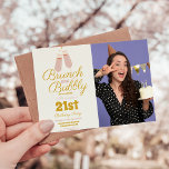 Photo Brunch and Bubbly Pink 21st Birthday Invitation<br><div class="desc">Raise your glass to two decades and one with our Champagne 21 Years Birthday Invitation. This invitation isn't just a card; it's an elegant proclamation of reaching the age of sophistication, designed to set the tone for a celebration brimming with style and refinement. Unveil the festivities with our Champagne 21...</div>