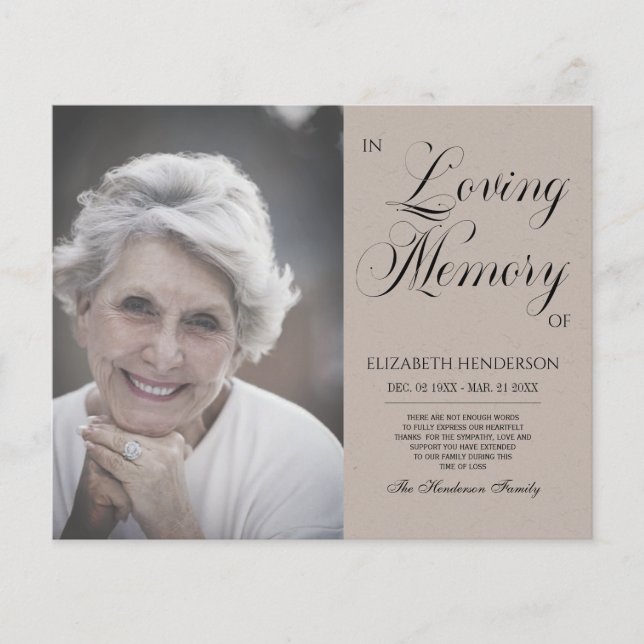 PHOTO Budget Sympathy In Loving Memory. Flyer (Front)