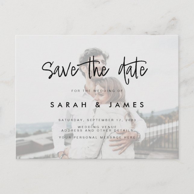 Photo Budget Wedding Save the Date Announcement Postcard (Front)