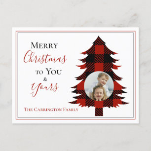 Photo Buffalo Check Christmas Tree Postcard