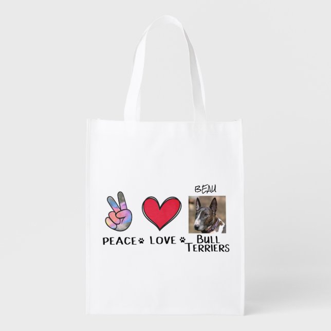 Photo Bull Terriers Dog  Grocery Bag (Front)