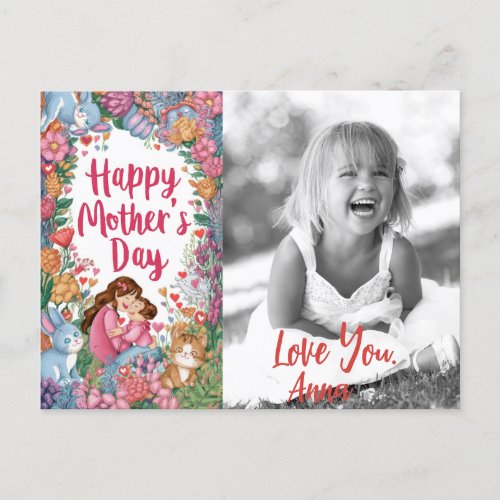  Photo Bunny Whimsical Heart Mothers Day AP72 Holiday Postcard