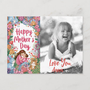 *~* Photo Bunny Whimsical Heart Mother's Day AP72 Holiday Postcard