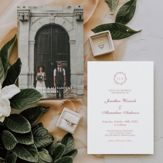 Photo Burgundy Christmas Wedding Invitation (Creator Uploaded)