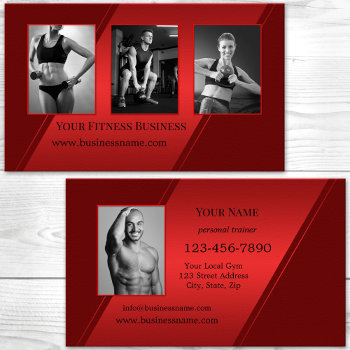 Photo Burgundy Red Personal Trainer Fitness Business Card by sunnysites at Zazzle
