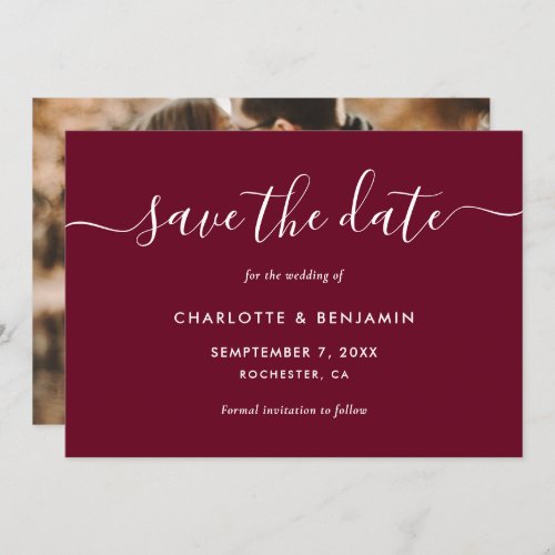 Photo Burgundy Wedding Announcement