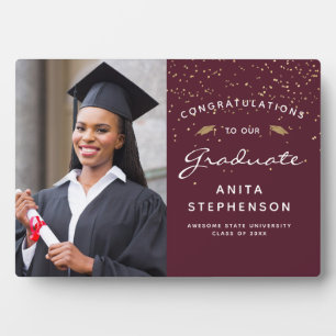 Photo Burgundy White Gold Graduation Keepsake Plaque