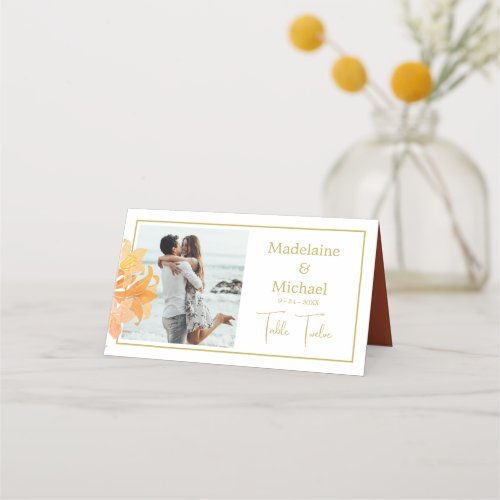 Photo Burnt Orange Elegant Wedding Table Number Place Card