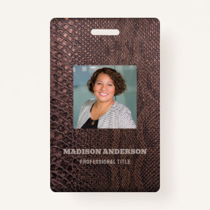 Photo Business Brown Snakeskin ID Badge