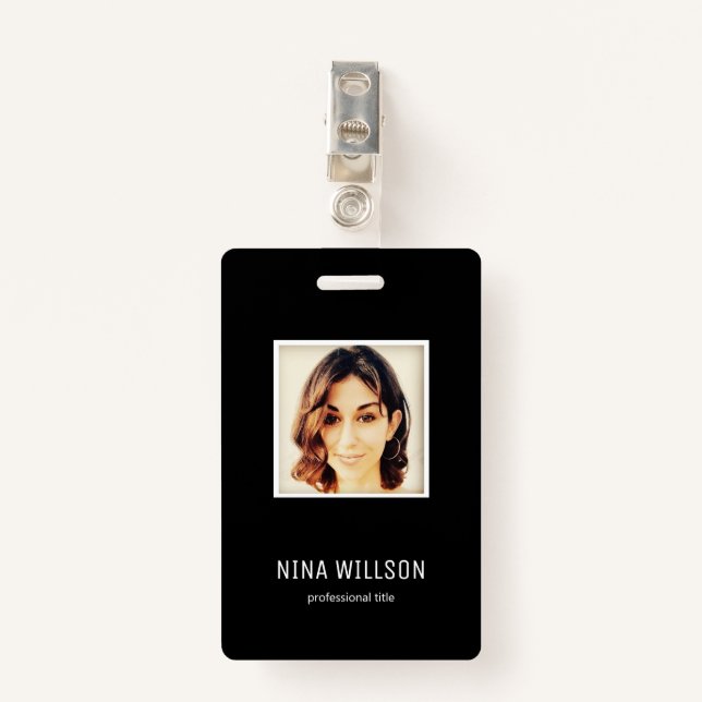 Photo Business ID on Black Badge (Front with Clip)