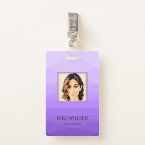 Photo Business ID On Lavender Polygonal Badge