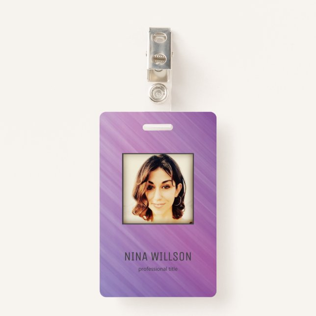 Photo Business ID on Stripes Badge (Front with Clip)
