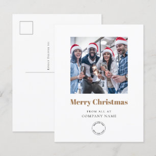 Photo Business Logo Gold Merry Christmas  Holiday Postcard