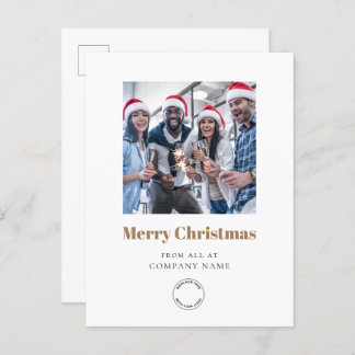 Photo Business Logo Gold Merry Christmas Holiday Postcard