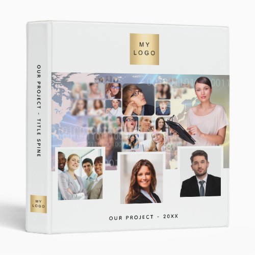 Photo business logo office project white 3 ring binder