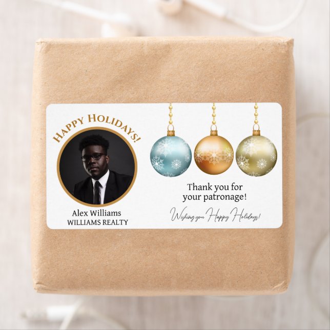 Photo Business Thank You Holiday Gift Label (Insitu)