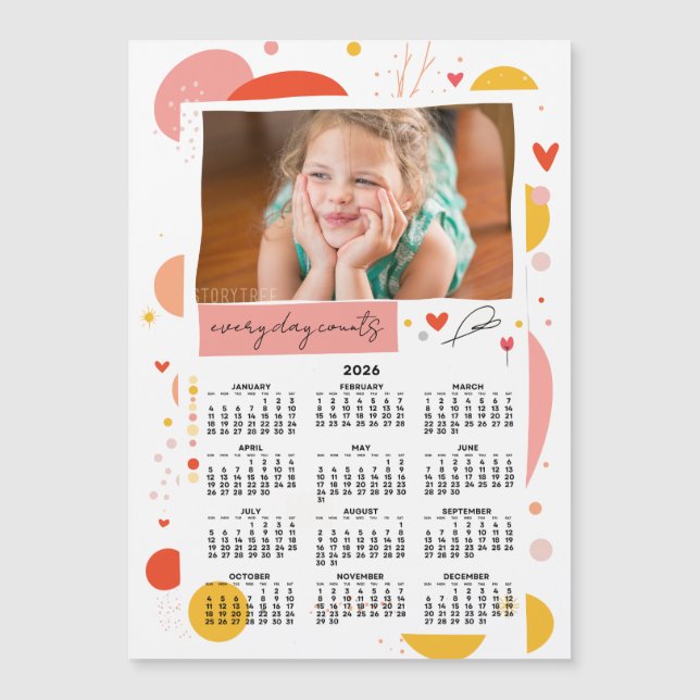 Photo Calendar 2026 Every Day Counts Magnet (Front)